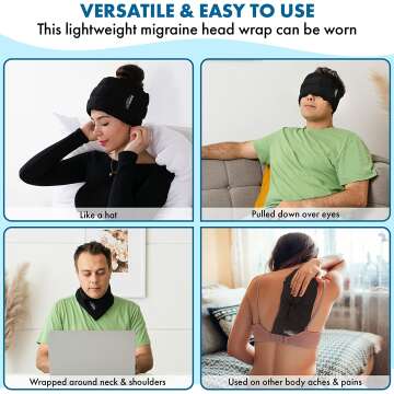 Migraine Relief Hat - Headache Ice Wrap XL Size