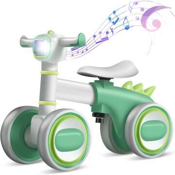 Adjustable No Pedal Balance Bike for Toddlers, Music & Lights