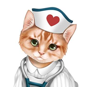 The Hamilton Collection Nurse Cat Handcrafted Collectible Figurine with Hand Painted Nurse Uniform