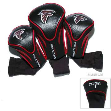 Team Golf NFL Contour Golf Club Headcovers (3 Count), Numbered 1, 3, & X, Fits Oversized Drivers, Utility, Rescue & Fairway Clubs, Velour Lined for Extra Club Protection