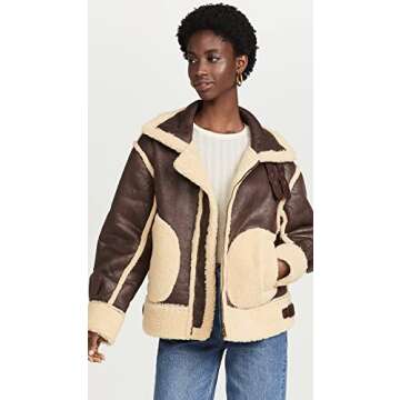 MOON RIVER Women's Bomber Jacket, Brown, XS