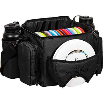 Dynamic Discs Soldier Disc Golf Bag | 18+ Disc Capacity | On-Deck Putter Pocket | Two Storage Pockets | Two Water Bottle Holders | Adjustable Padded Shoulder Strap Included (Heather Charcoal)