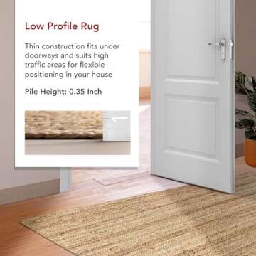 nuLOOM 6x9 Rigo Jute Hand Woven Area Rug, Natural, Solid Farmhouse Design, Natural Fiber, For Bedroom, Living Room, Dining Room, Hallway, Office, Kitchen, Entryway