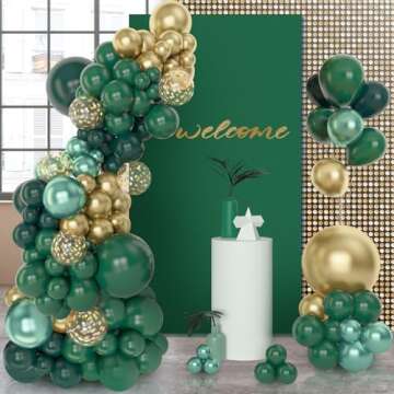 Green & Gold Balloon Garland Kit - 153pcs