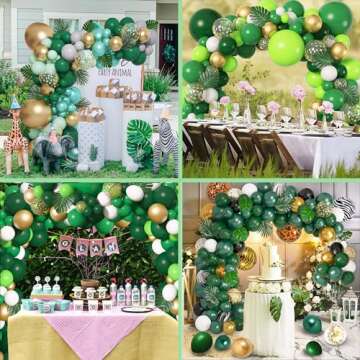 Green & Gold Balloon Garland Kit - 153pcs