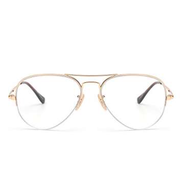 JIM HALO Blue Light Blocking Aviator Glasses for Women Men Lightweight Metal Frame Computer Glasses Gold