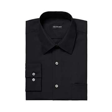 Men's Black Regular Fit Dress Shirt by Van Heusen