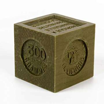 Olive oil soap France - Authentic Savon de Marseille soap bar - Cube of 300 g french olive oil soap - La Licorne