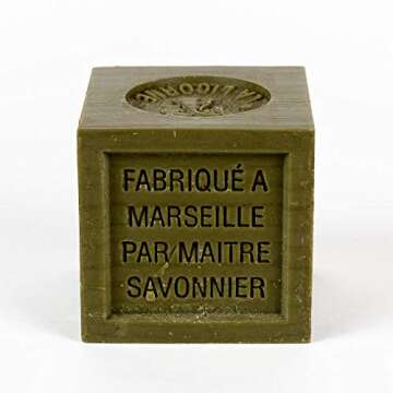 Olive oil soap France - Authentic Savon de Marseille soap bar - Cube of 300 g french olive oil soap - La Licorne