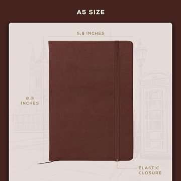 BEECHMORE BOOKS Lined Journal Notebook, 5.8 x 8.3 inch, A5 160 Lined Pages, Hardcover Leather Journals for Women, Men, Writing and Notebooks for Work - 120 GSM Thick Paper, Gifts Box Included (Chestnut Brown)