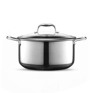 HexClad Hybrid Nonstick 8-Quart Stockpot with Tempered Glass Lid, Dishwasher Safe, Induction Ready, Compatible with All Cooktops