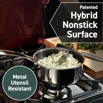 HexClad Hybrid Nonstick 8-Quart Stockpot with Tempered Glass Lid, Dishwasher Safe, Induction Ready, Compatible with All Cooktops