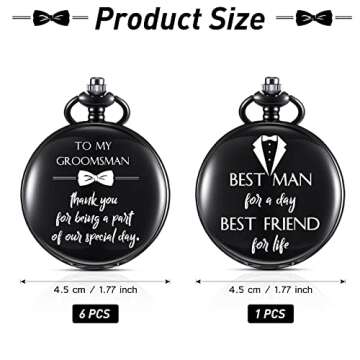 Engraved Pocket Watch 7 Pcs Bridesman Gifts for Wedding