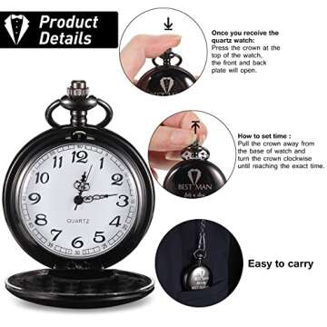 Unique Bridesman Gifts Engraved Pocket Watch Set