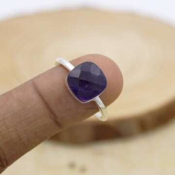 Sterling Silver Art Deco Amethyst Ring for Women