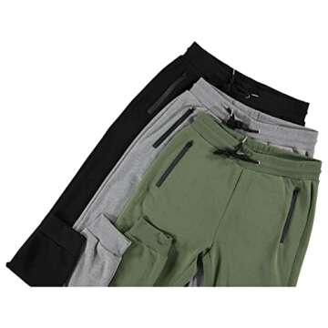 Mens Fleece Jogger Sweatpants 3 Pack with Pockets