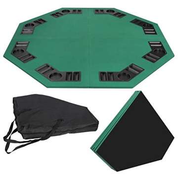 Smartxchoices 48" Poker Table Top + 500 Poker Chip Set Bundle Folding 8 Player Table Topper with Cup Holders Dice Style Casino Poker Chips w/Aluminum Case for Texas Holdem Blackjack Gambling