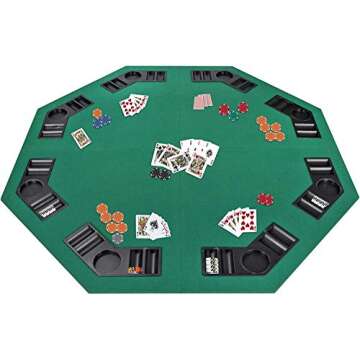 Smartxchoices 48" Poker Table Top + 500 Poker Chip Set Bundle Folding 8 Player Table Topper with Cup Holders Dice Style Casino Poker Chips w/Aluminum Case for Texas Holdem Blackjack Gambling