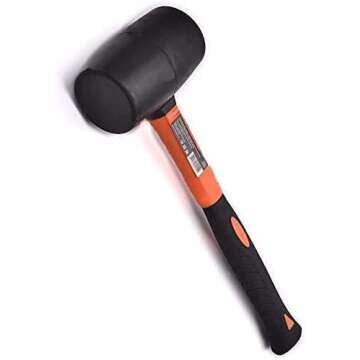 Edward Tools Rubber Mallet Hammer 16 oz - Durable Eco-friendly Rubber Hammer Head for Camping, Flooring, Tent Stakes, Woodworking, Soft Blow Tasks without Damage - Ergonomic Grip Handle