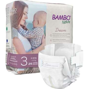 Bambo Nature Hypoallergenic Baby Diapers, Eco-Labelled Sustainable Diapers, Enhanced Leakage Protection, Totally Chlorine-free, Skin Friendly, and Super Absorbent - Size 3 (174 Count)