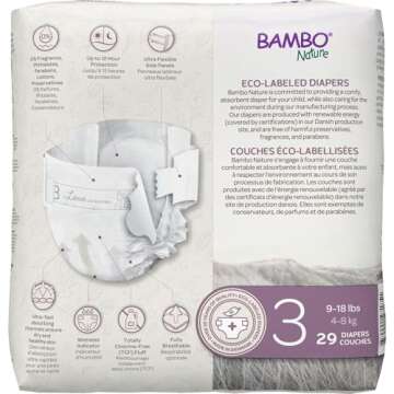 Bambo Nature Hypoallergenic Baby Diapers, Eco-Labelled Sustainable Diapers, Enhanced Leakage Protection, Totally Chlorine-free, Skin Friendly, and Super Absorbent - Size 3 (174 Count)