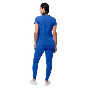 Adar Uniforms Pro Movement Booster Scrub Set For Women - Sweetheart V-Neck Top & Yoga Jogger Pants - P9400 (Royal Blue - XS)