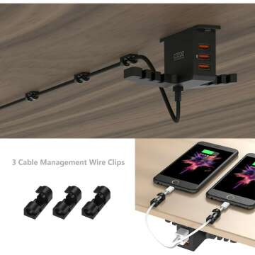 COZOO Under Desk Headphone Stand with USB Charger