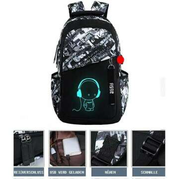 Asge Teen Boys Print School Backpack - Stylish & Functional