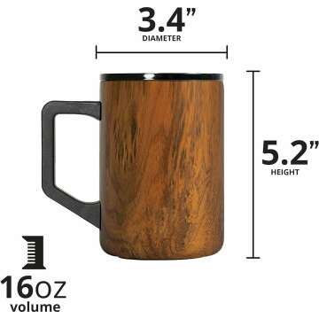 Insulated Coffee Mug - 16oz, Teakwood Finish