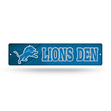 Rico Industries NFL Detroit Lions 16-Inch Plastic Street Sign Décor , 3.75 x 16"