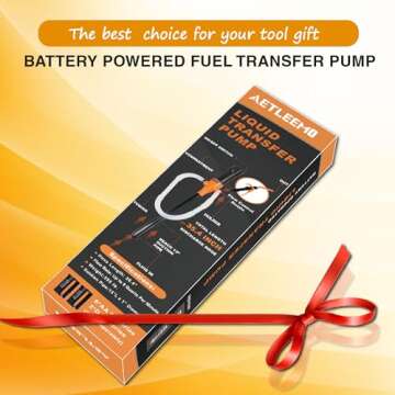 Portable Power Battery Pump, Portable Transfer Pump, Battery Powered, for Transferring Gasoline, Fuel Oil, Diesel and Water, 2.2 GPM, Manual Fuel Pump, Multi-Purpose Siphon Fuel Transfer Pump (Orange)