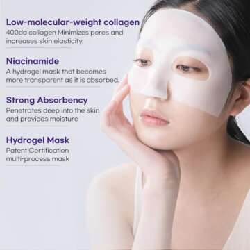 WELLDERMA Sapphire Collagen Face Mask 4ea - Overnight Hydrating & Firming Korean Hydrogel Mask with High Norwegian Collagen Content - Deep Absorption, Moisturizing, Elasticity Boost for All Skin Types