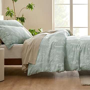 Bedsure Queen Comforter Set - Sage Green Comforter, Cute Floral Bedding Comforter Sets, 3 Pieces, 1 Soft Reversible Botanical Flowers Comforter and 2 Pillow Shams