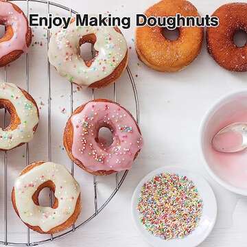 Donut Maker Machine for Home, Mini Donut Maker, Bake 7 Mini Doughnuts, Electric Non-Stick & Double-sided Heating, Maquina para Hacer Mini Donas, Perfect for Breakfast, Snacks, Desserts & Gift for Her