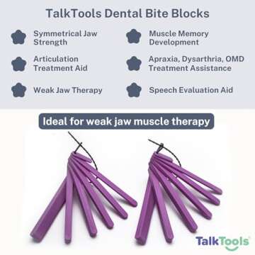 TalkTools Dental Bite Blocks Kit - Jaw Grading for Optimal Oral Motor Skills Development | Suitable for Kids and Adults Seeking Enhanced Jaw Stability and Control - Purple (2 Pack)