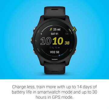 Garmin Forerunner® 255 Music, GPS Running Smartwatch with Music, Advanced Insights, Long-Lasting Battery, Black - 010-02641-20