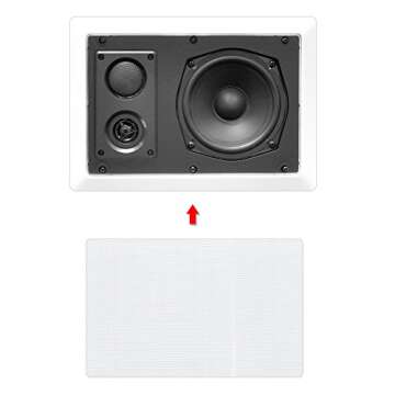 Pyle Ceiling Wall Mount Enclosed Speaker - 400 Watt Stereo In-wall / In-ceiling 8" Enclosed Full Range Deep Bass Speaker System - 50Hz-20kHz Frequency Response, 4-8 Ohm, Flush Mount - PDIW87 White