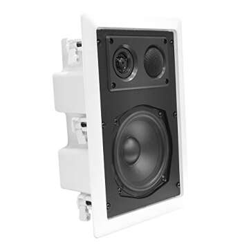 Pyle Ceiling Wall Mount Enclosed Speaker - 400 Watt Stereo In-wall / In-ceiling 8" Enclosed Full Range Deep Bass Speaker System - 50Hz-20kHz Frequency Response, 4-8 Ohm, Flush Mount - PDIW87 White