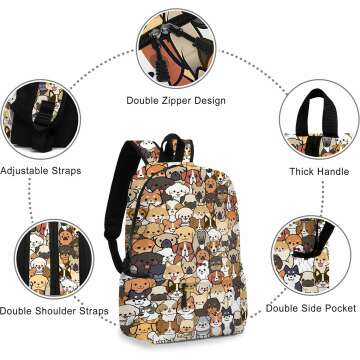 Cute Dogs Backpack for Travel and Hiking