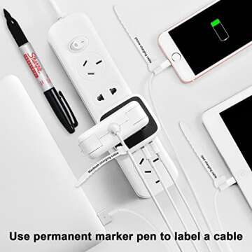 Neepanda 12 Pack Reusable Cable Zip Ties, 4.5 Inch Elastic Silicone Cord Organizer Straps for Bundling and Organizing Phone Charging, Cable Wire, Headphones, Management Home Office Table (White)