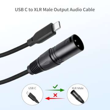 SZLliyxs USB C to XLR Cable,USB Type C to XLR Male Output Cable,USB C Microphone Cable USB Type-C Male to XLR Male Channel Cord Connector for Amplifier, Speaker, Mixer Console etc,3.3Ft