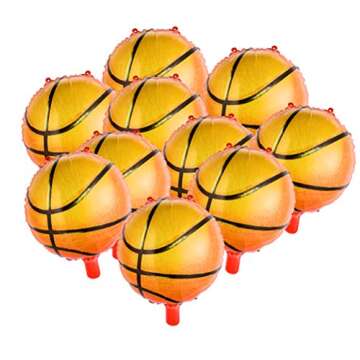 10pcs Basketball Balloons 18inch Basketball Birthday Decorations Aluminum Foil Sports Mylar Balloons Basketball Party Decorations Basketball Birthday Party Supplies