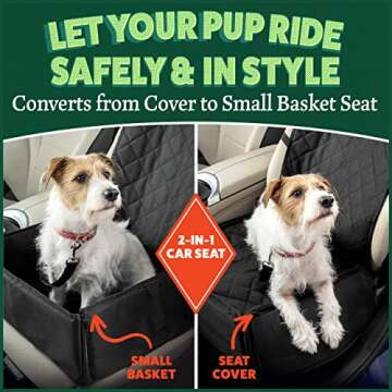 MuttStuff & Co Front Seat Dog Cover, Waterproof Dog Car Seat, Dog Booster Seat with Nonslip Car seat Covers, Belt and Extra Padding - Ideal Travel Accessories for Cars Trucks SUVs