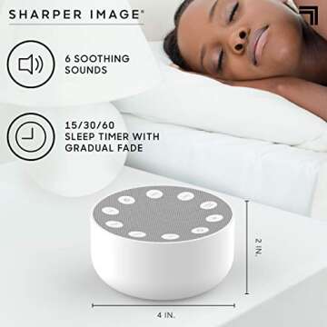 Sharper Image White Noise Sound Machine, 6 Soothing Nature Soundscapes for Baby Kids Adults, Portable Relaxation Therapy Device, Wellness Meditation & Naps, Peaceful Rest, Travel Sleep Aid, Timer