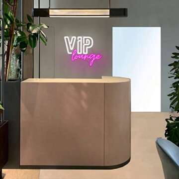 Horseneon VIP Lounge Neon Signs for Wall Decor, VIP Neon Lights Signs for Room Decor, Led Light Up Sign with USB Powered for Bar, Hotel, Cafe, VIP Room, Home Decoration (Pink&White)