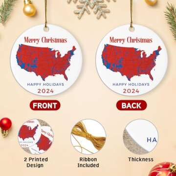 USA Electoral Map 2024 Christmas Ornament - Festive Keepsake