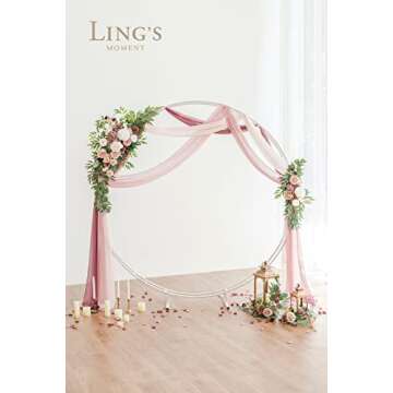 Ling's Moment Wedding Arch Draping Fabric 3 Panels 20Ft Chiffon Fabric,Sheer Draping Fabic for Wedding Arrangement Ceremony Reception Backdrop Party Swag Home Decor (Dusty Rose & Mauve & Blush)