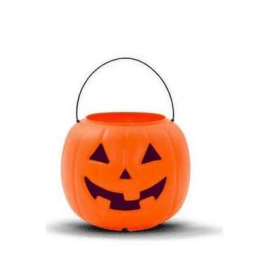 Halloween Pumpkin Treat Pail, Orange, 8", Trick or Treat, Decoration (Orange)