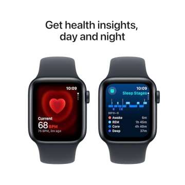 Apple Watch SE (2nd Gen) [GPS 40mm] Smartwatch with Midnight Aluminium Case with Midnight Sport Band M/L. Fitness and Sleep Trackers, Crash Detection, Heart Rate Monitor, Retina Display