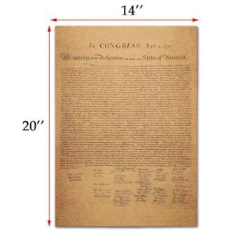 HAOHUODUO 20" X 14" Vintage U.s. Declaration Of Independence Poster On Kraft Paper. Unframed, Ideal For Home, Office Or Educational Spaces To Inspire Patriotism And History Appreciation